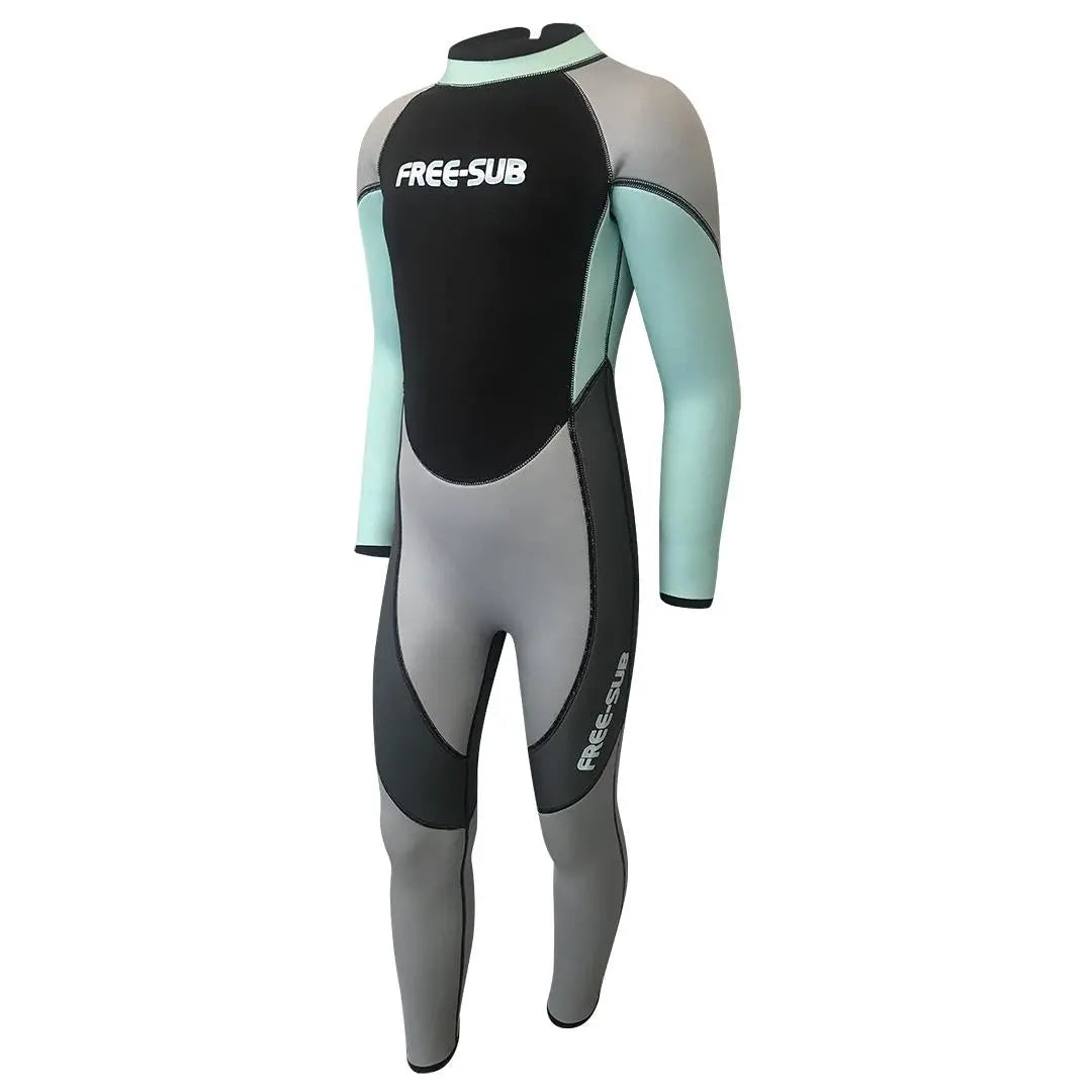 Free-Sub 3mm Çocuk Sörf Scuba Tüplü Dalış Elbisesi Wetsuit Turkuaz - Dalış Elbisesi Market