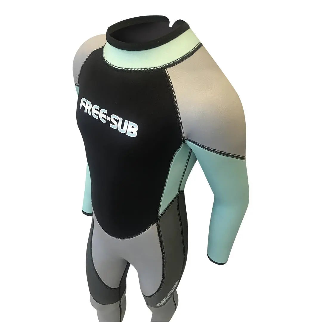 Free-Sub 3mm Çocuk Sörf Scuba Tüplü Dalış Elbisesi Wetsuit Turkuaz - Dalış Elbisesi Market