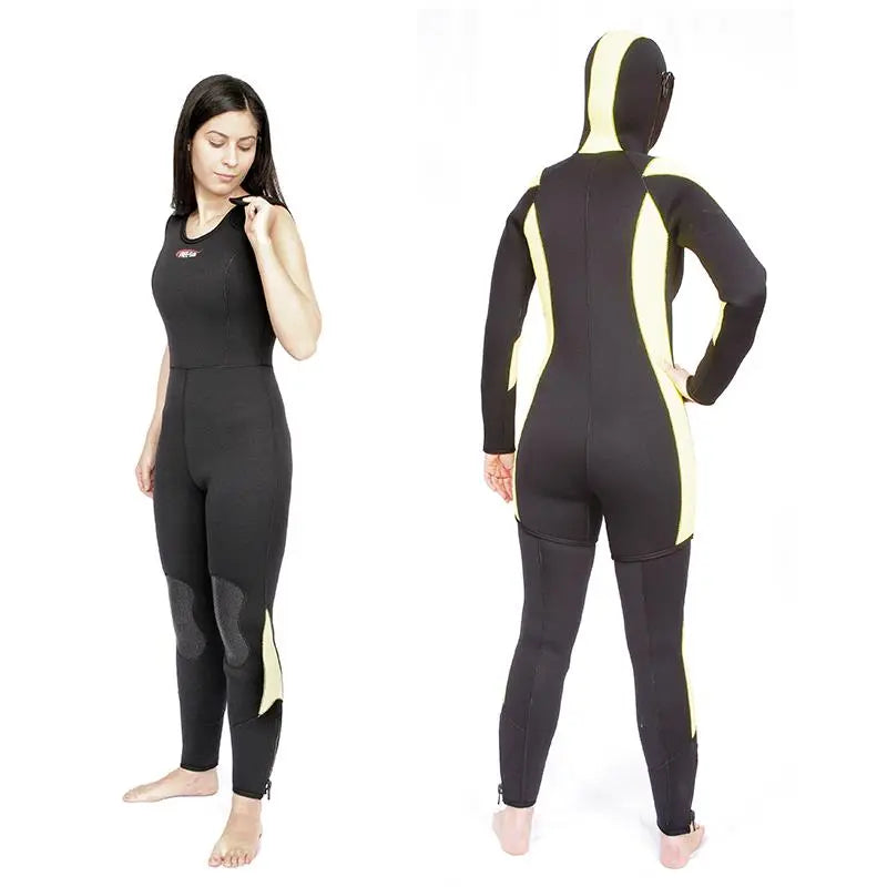 Free-Sub 5mm Ege Siyah Kadın Scuba Tüplü Dalış Elbisesi Wetsuit - Dalış Elbisesi Market