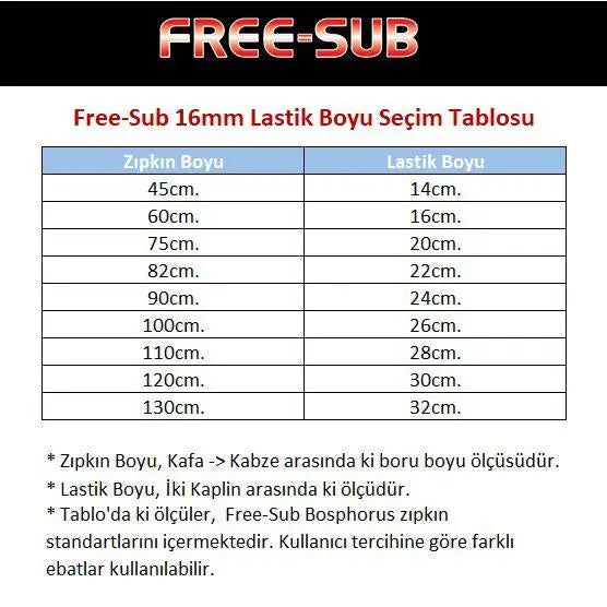 Free-Sub Kaplinli Zıpkın Lastiği 16mm (Zıpkın Lastik) - Dalış Elbisesi Market