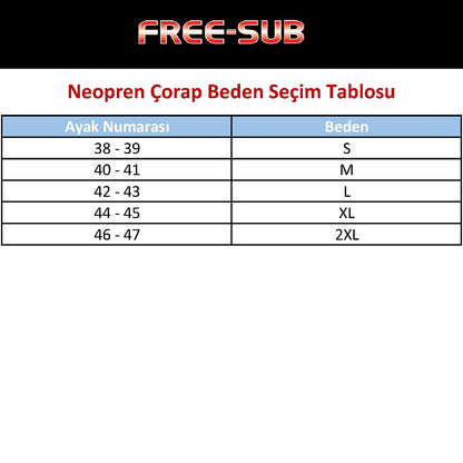 Free-Sub 7mm Jarse/Havlu Kaymaz Tabanlı Dalış Çorabı - Dalış Elbisesi Market