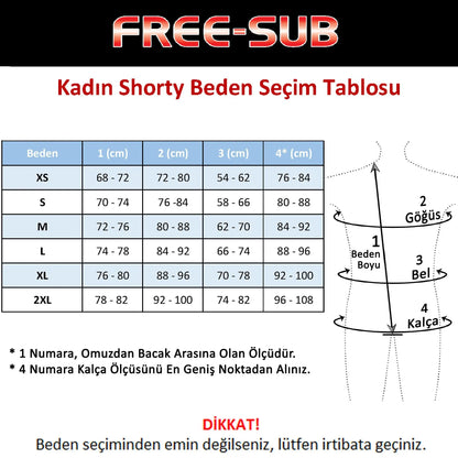 Free-Sub 2mm Dreams Garden Kadın Shorty (Kısa) Sörf, Scuba Tüplü Dalış Elbisesi Wetsuit - Dalış Elbisesi Market