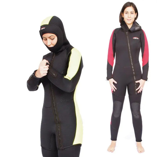 Free-Sub 5mm Ege Siyah Kadın Scuba Tüplü Dalış Elbisesi Wetsuit - Dalış Elbisesi Market