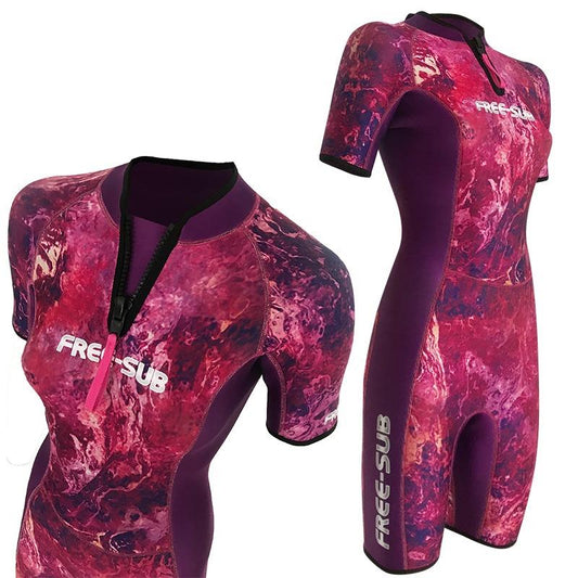 Free-Sub 2mm Dreams Purple Kadın Shorty (Kısa) Sörf, Scuba Tüplü Dalış Elbisesi Wetsuit - Dalış Elbisesi Market