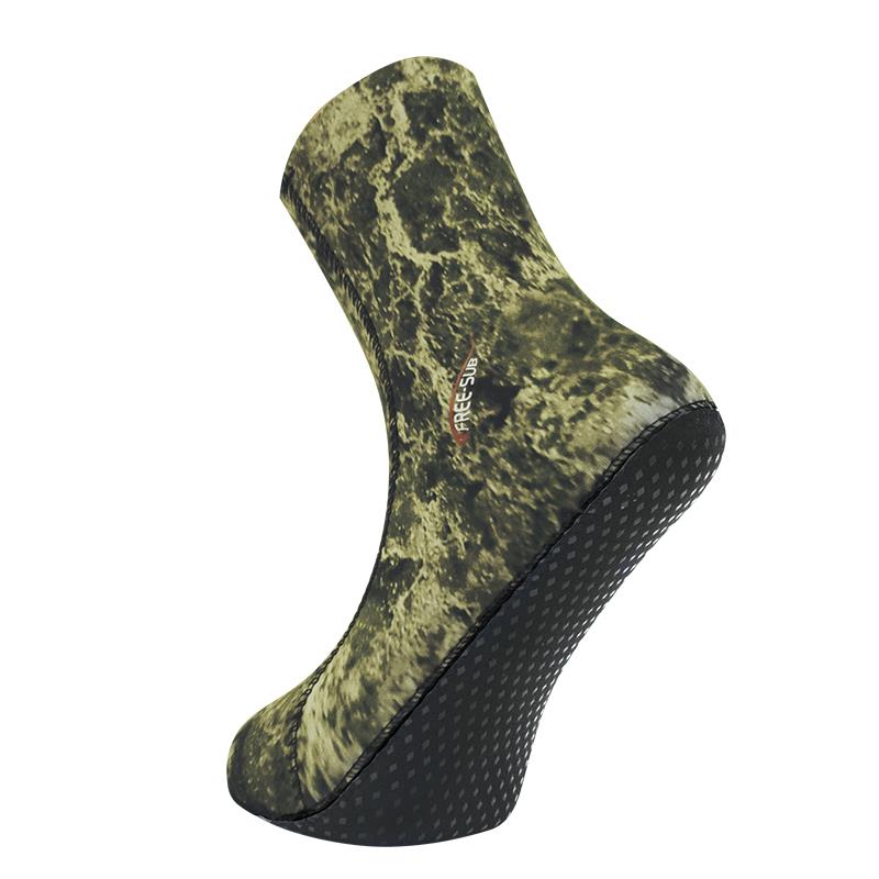 Free-Sub 5mm Opencell Expert Green Kamuflaj Tabanlı Dalış Çorabı - Dalış Elbisesi Market