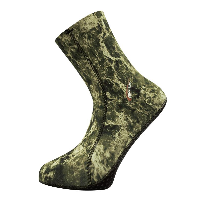 Free-Sub 5mm Opencell Expert Green Kamuflaj Tabanlı Dalış Çorabı - Dalış Elbisesi Market