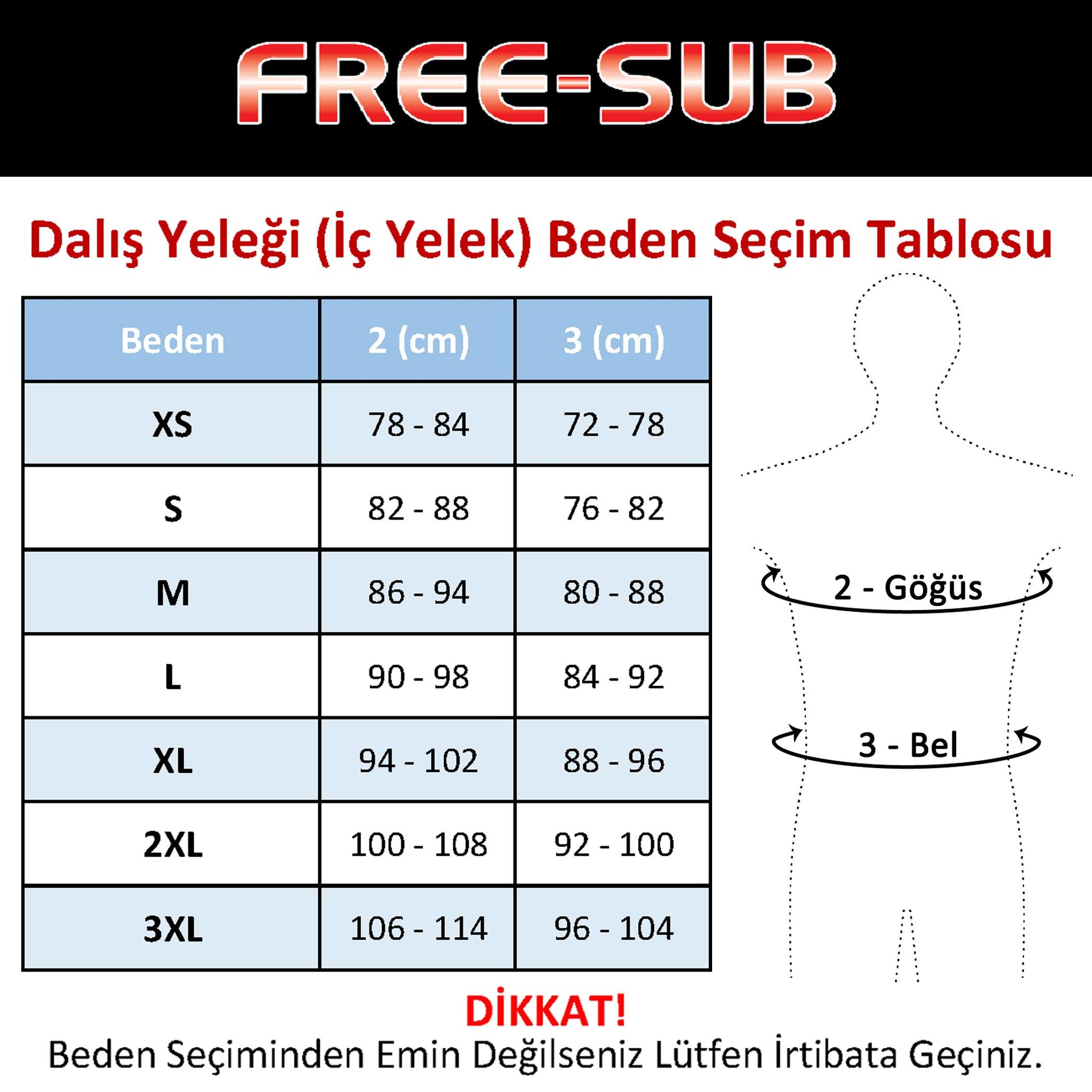 Free-Sub 3mm Göğüs Pedli Başlıklı Dalış Yeleği (İç Yelek) - Dalış Elbisesi Market