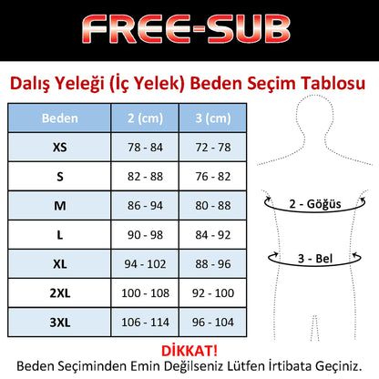 Free-Sub 3mm Göğüs Pedli Smooth Dalış Yeleği (İç Yelek) - Dalış Elbisesi Market