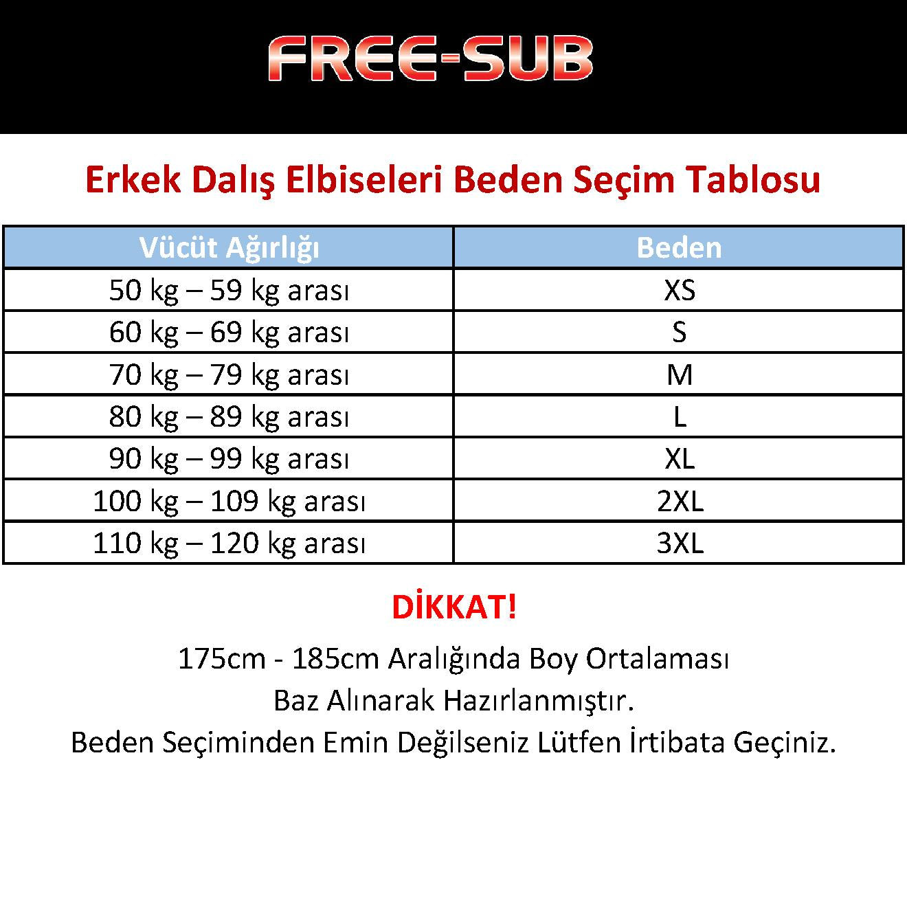 Free-Sub 3mm Klasik, Sörf (Surf) & Dalış Elbisesi - Dalış Elbisesi Market