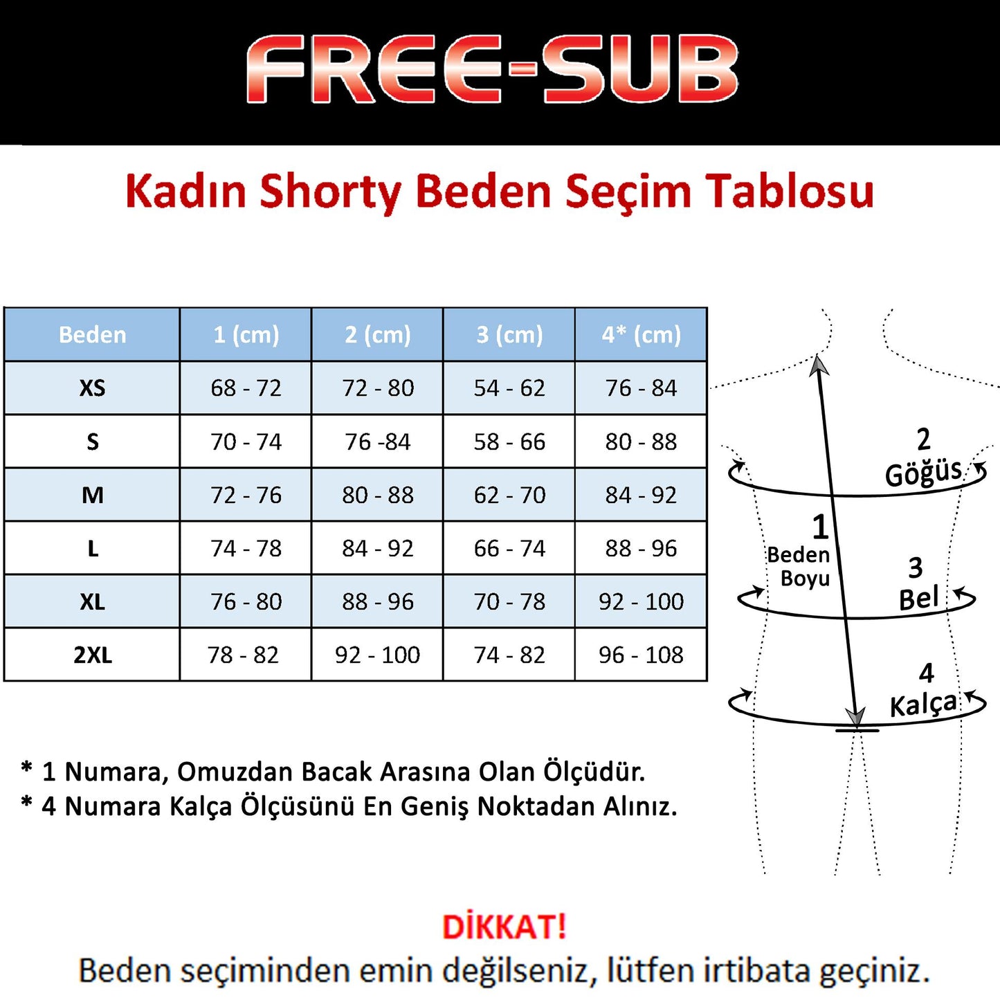 Free-Sub 3mm Kadın Shorty (Kısa) Sörf & Dalış Elbisesi - Dalış Elbisesi Market
